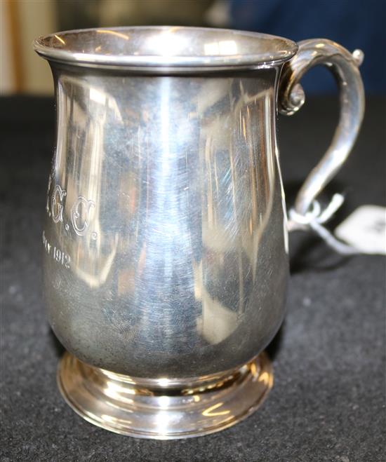 Silver half-pint baluster mug, Birmingham 1910